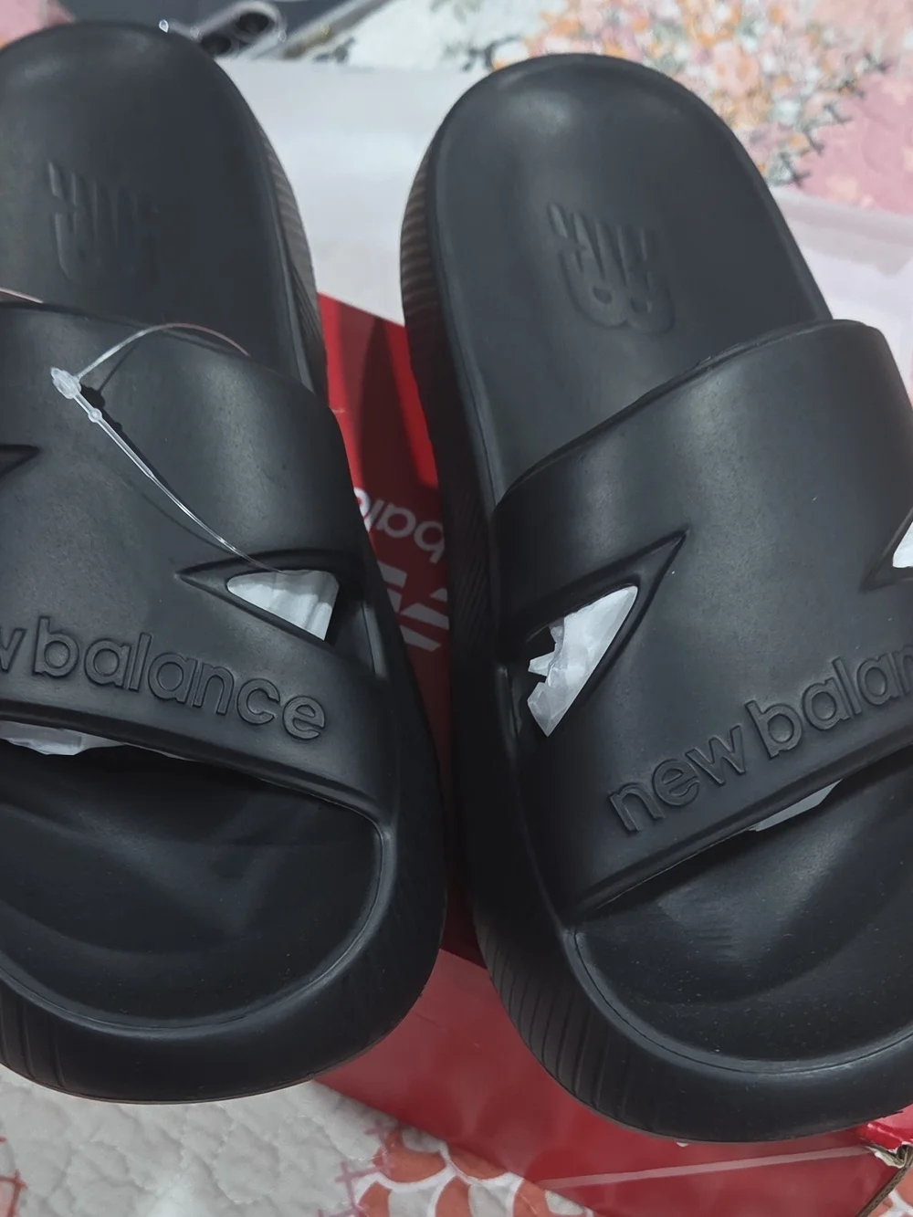 New Balance Black Kids' Slide Sandals with Logo